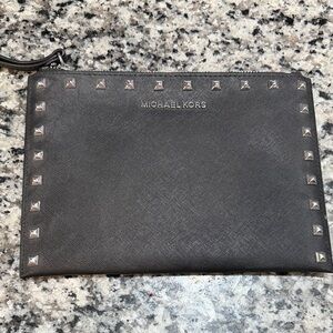 Michael Kors Black Pouch with Silver Accents